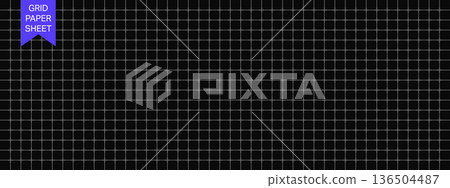 Dark blueprint grid background. Square graph paper texture. Technical sheet template. 136504487