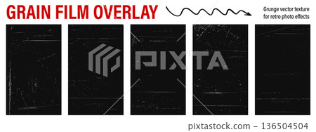 Dirty grain film scratch paper. Scratched paper texture. Distressed retro background for old cinema or photo effect. Vector grunge bg. 136504504