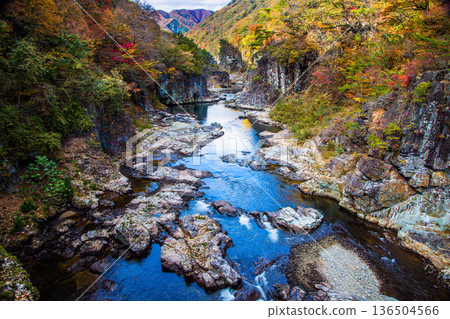[Tochigi Prefecture_Ryuokyo] When you get off the station, you will find the park of yellow leaves, rocks and water, Ryuokyo 136504566