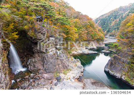 [Tochigi Prefecture_Ryuokyo] When you get off the station, you will find the park of yellow leaves, rocks and water, Ryuokyo 136504634