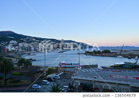 Evening view of Atami coast 136504679