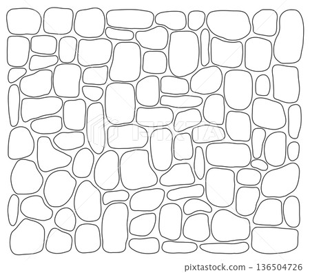 Cobblestone line pattern, wall. Vector abstract outline background Cobblestone line pattern, wall. Vector abstract outline background 136504726
