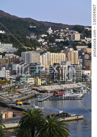Atami Onsen illuminated by the morning sun 136504907