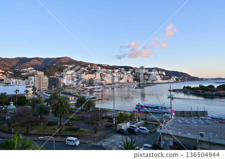 Atami Onsen illuminated by the morning sun 136504944