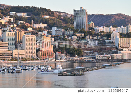Atami Onsen illuminated by the morning sun 136504947