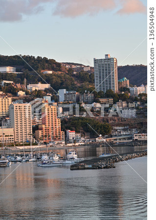 Atami Onsen illuminated by the morning sun Atami Onsen illuminated by the morning sun 136504948