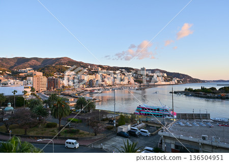 Atami Onsen illuminated by the morning sun 136504951