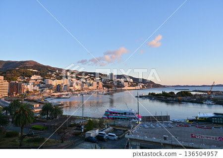 Atami Onsen illuminated by the morning sun 136504957