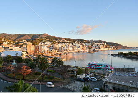Atami Onsen illuminated by the morning sun 136504985