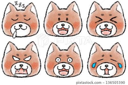 一組可愛的柴犬臉 一組可愛的柴犬臉 136505390