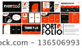 Modern Creative Portfolio Template Vector Layout Personal Branding Graphic Design Presentation System for Designer Studio Branding Visual Identity Marketing Media Kit Showcase 136506993