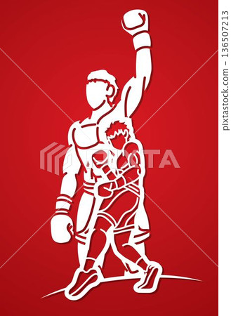 Group of Boxer Mix Action Boxing Sport Cartoon Graphic Vector 136507213