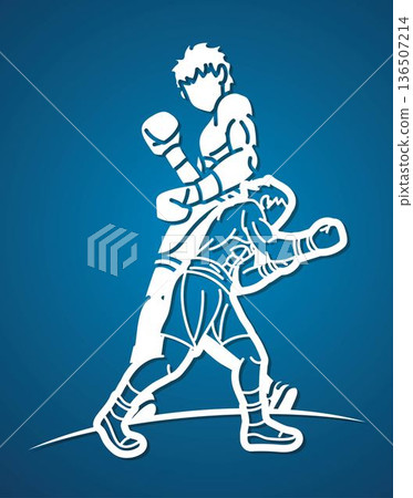 Group of Boxer Mix Action Boxing Sport Cartoon Graphic Vector 136507214
