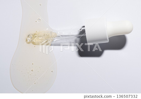 Liquid cosmetic product for the skin or medicine in a pipette. 136507332