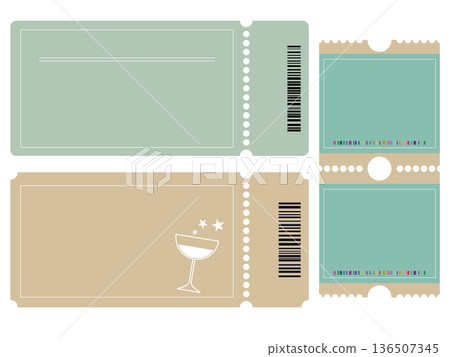 Vintage Ticket Design Template Set / Vintage Ticket Template 136507345