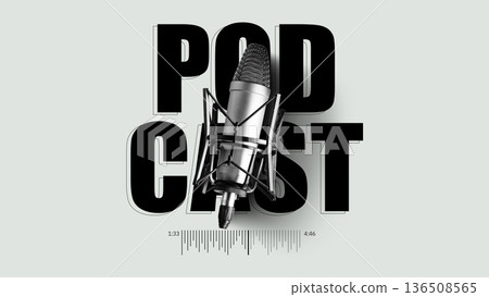 Creating a podcast with a microphone set up and ready for recording in a studio environment Creating a podcast with a microphone set up and ready for recording in a studio environment 136508565