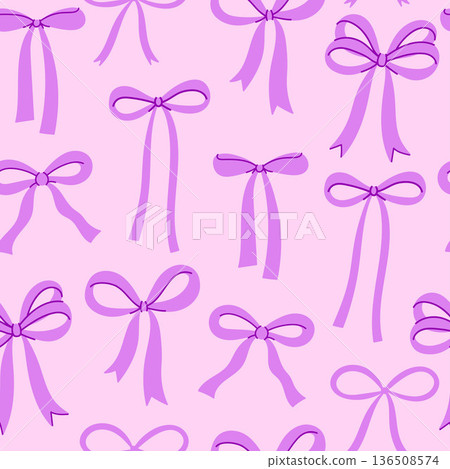 Simple seamless pattern with pink bows. Vector graphics. Simple seamless pattern with pink bows. Vector graphics. 136508574