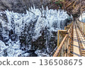 Icicles of Onouchi Valley in Okuchichibu, Saitama Prefecture in winter 136508675