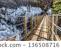 Icicles of Onouchi Valley in Okuchichibu, Saitama Prefecture in winter 136508716