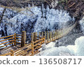 Icicles of Onouchi Valley in Okuchichibu, Saitama Prefecture in winter 136508717