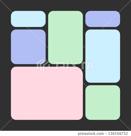 Abstract UI Templates With Blob Geometric Shapes In Bento Grid Style. Y2K Background With Simple Frames And Futuristic Layout Style. Vector Flat Design With Geometric Pattern For Stylish Collages Abstract UI Templates With Blob Geometric Shapes In Bento Grid Style. Y2K Background With Simple Frames And Futuristic Layout Style. Vector Flat Design With Geometric Pattern For Stylish Collages 136508732