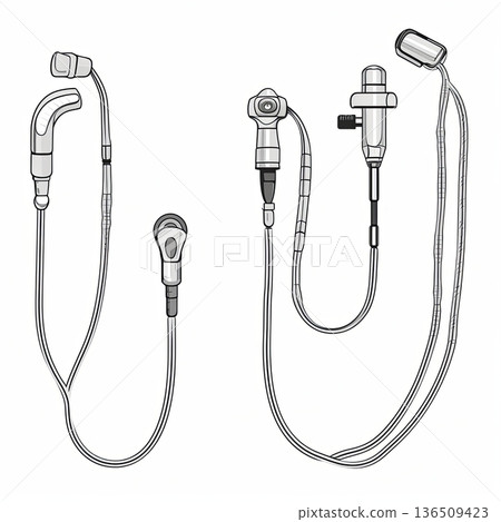Medical Endoscopy Equipment Modern Diagnostic Tools for Healthcare Professionals, Isolated Medical Endoscopy Equipment Modern Diagnostic Tools for Healthcare Professionals, Isolated 136509423