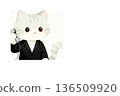 Business cat character series | Telephone support and inquiry response image (white background, copy space available) 136509920