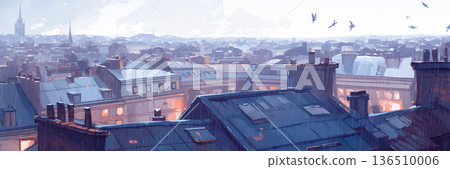 冬季城市景觀，動漫風格 136510006