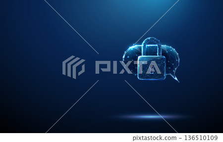 Chat bubble with a lock icon. Secure communication, private messaging, data protection, encrypted chat, confidentiality, access control, cybersecurity concept. Chat bubble with a lock icon. Secure communication, private messaging, data protection, encrypted chat, confidentiality, access control, cybersecurity concept. 136510109