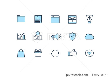 Business and marketing simple icon set (blue accent) 136510138