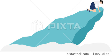 Illustration of a businesswoman standing on the edge of a cliff 136510156