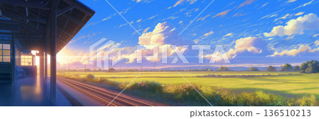 朝日電視台和一座鄉村無人站，動漫風格 136510213