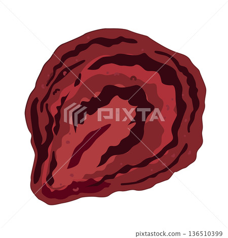 Beet dried chip, a baked thinly slice of beetroot, vector illustration isolated on white 136510399