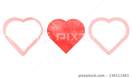 Three watercolor heart illustrations Three watercolor heart illustrations 136511463