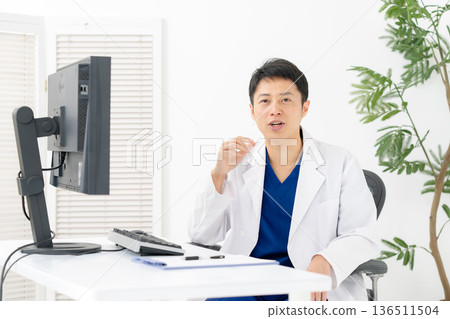 Medical white coat men conversation Medical white coat men conversation 136511504