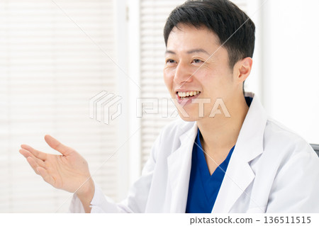 Medical white coat men conversation 136511515