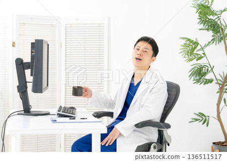 Medical white coat men conversation 136511517