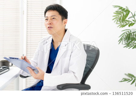 Medical white coat men conversation 136511520