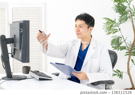 Medical white coat men conversation 136511526