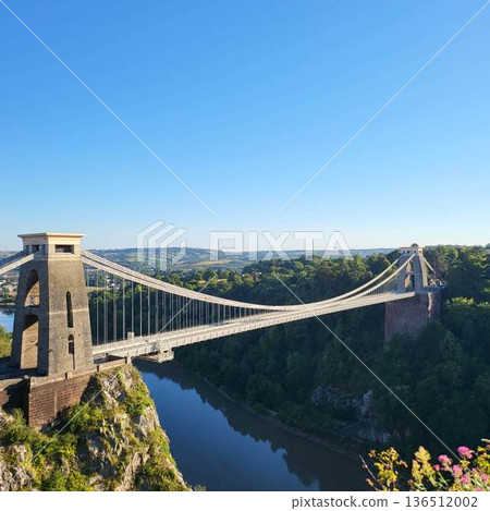 This is Clifton Suspension Bridge with hot ballon in summer time This is Clifton Suspension Bridge with hot ballon in summer time 136512002