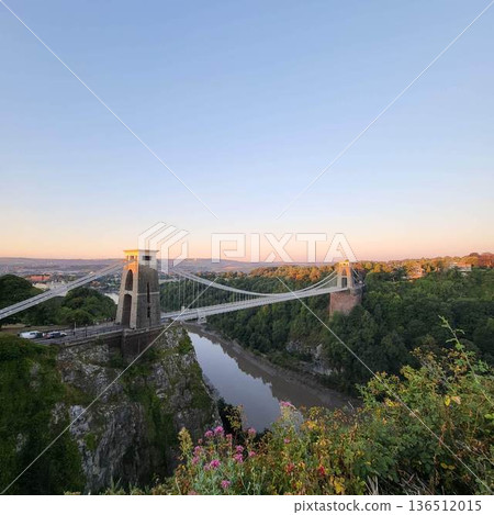 This is Clifton Suspension Bridge with hot ballon in summer time This is Clifton Suspension Bridge with hot ballon in summer time 136512015