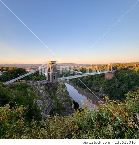 This is Clifton Suspension Bridge with hot ballon in summer time This is Clifton Suspension Bridge with hot ballon in summer time 136512016