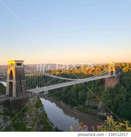 This is Clifton Suspension Bridge with hot ballon in summer time This is Clifton Suspension Bridge with hot ballon in summer time 136512017