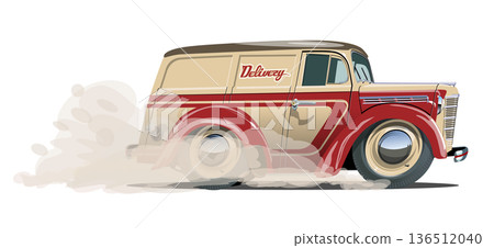 Cartoon retro delivery van Cartoon retro delivery van 136512040