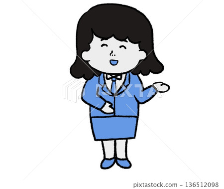 微笑的女工作人員（穿藍色衣服）正在引導 136512098