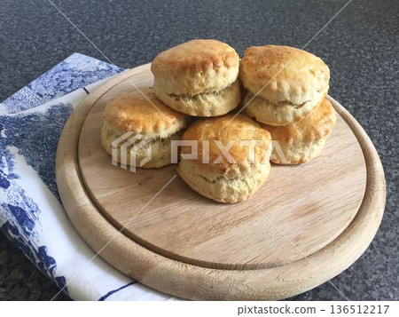 Freshly baked homemade scones Freshly baked homemade scones 136512217