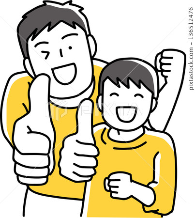 Parent and child giving a good sign Parent and child giving a good sign 136512476