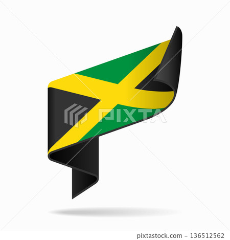 Jamaican flag ribbon icon for patriotic, cultural, or national designs. Vector illustration. 136512562