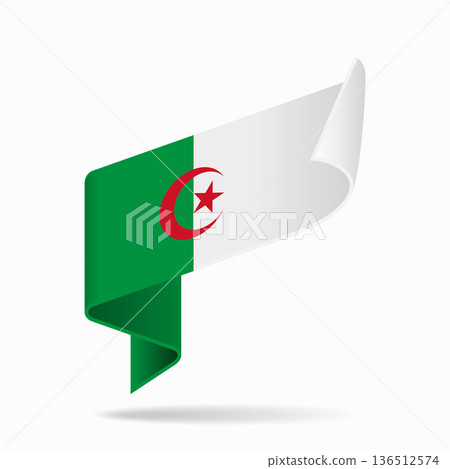 Algerian flag ribbon icon for patriotic, cultural, or national designs. Vector illustration. Algerian flag ribbon icon for patriotic, cultural, or national designs. Vector illustration. 136512574