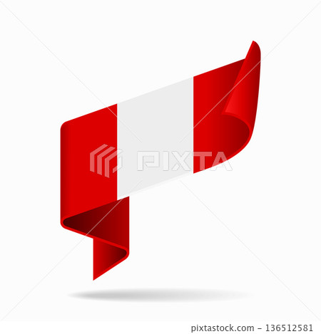 Peruvian flag ribbon icon for patriotic, cultural, or national designs. Vector illustration. 136512581